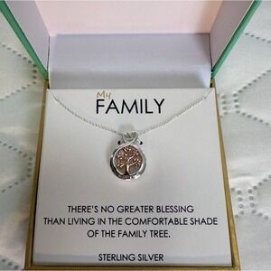 JCPenney Family Tree Necklace Womens OS Silver Rose Gold New Sterling Silver
